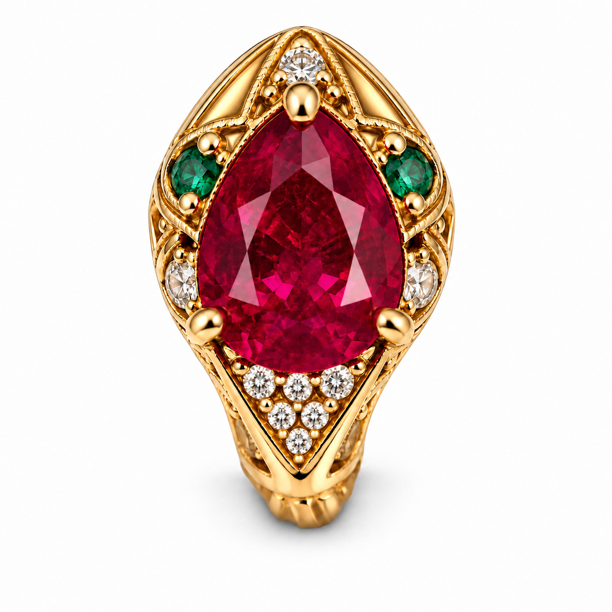 Ruby Heart Serpent Ring